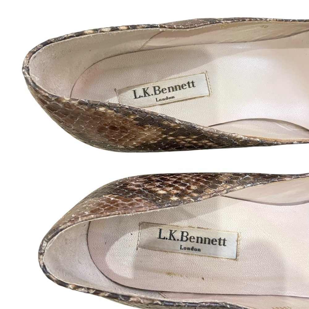 LK Bennett London python print taupe wedge round toe slip on shoes EU 40/10 - Picture 11 of 11